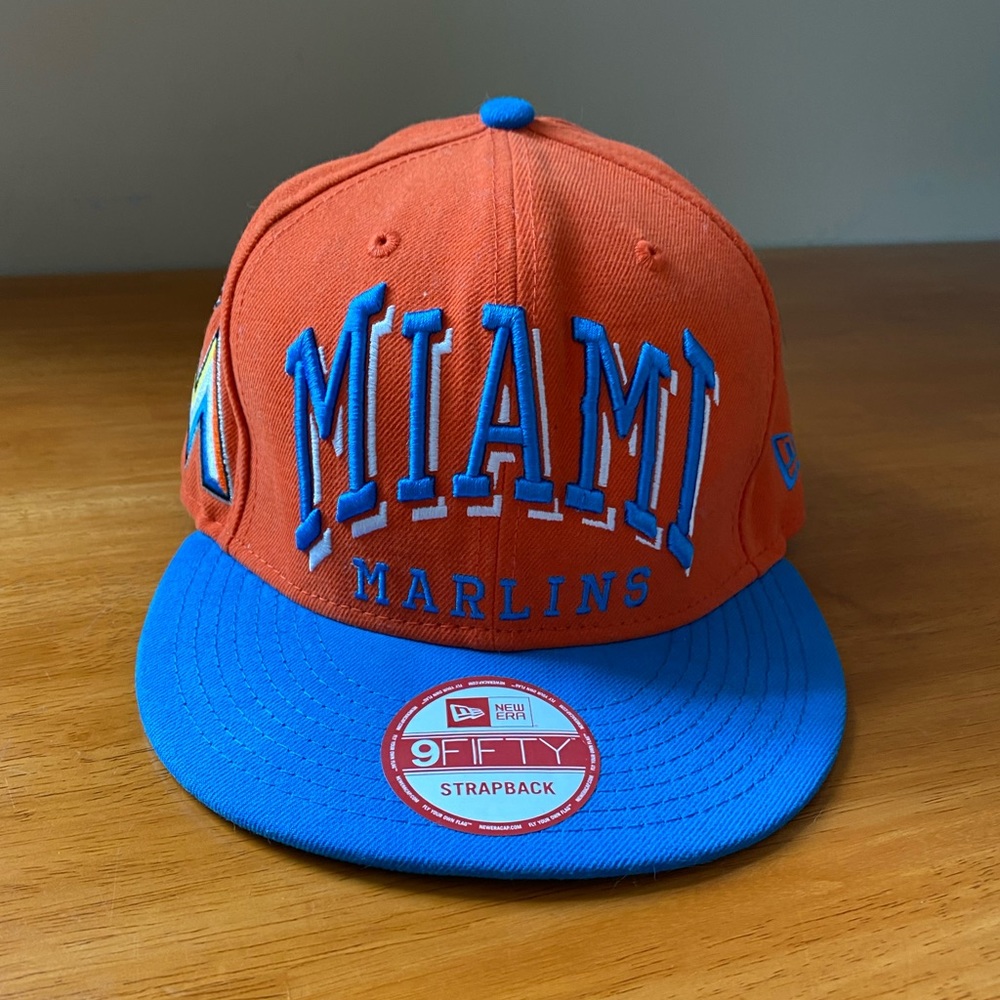 New Era hat Miami Marlins baseball cap throwback orange blue retro sports team